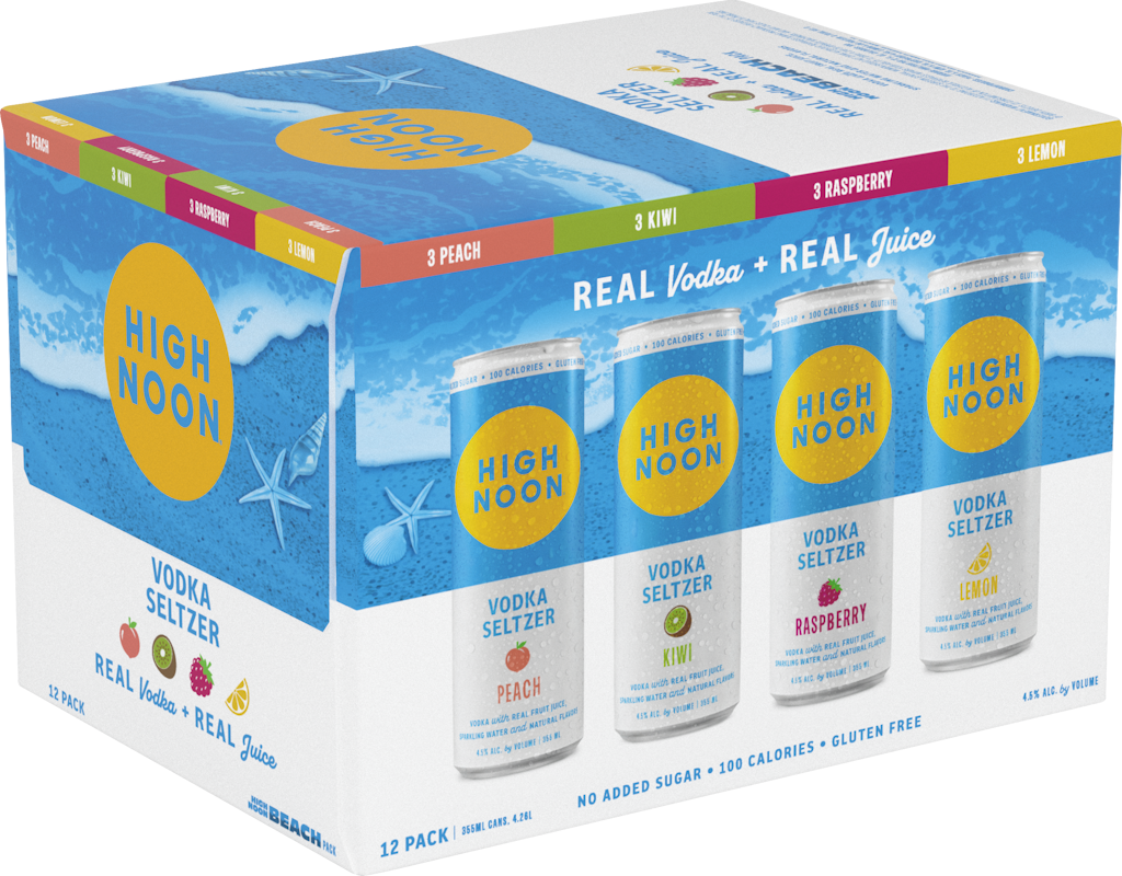 Highnoon Beach Pack Hard Seltzer Variety Pack Peach/Kiwi/Raspberry/Lemon 12x12oz Can