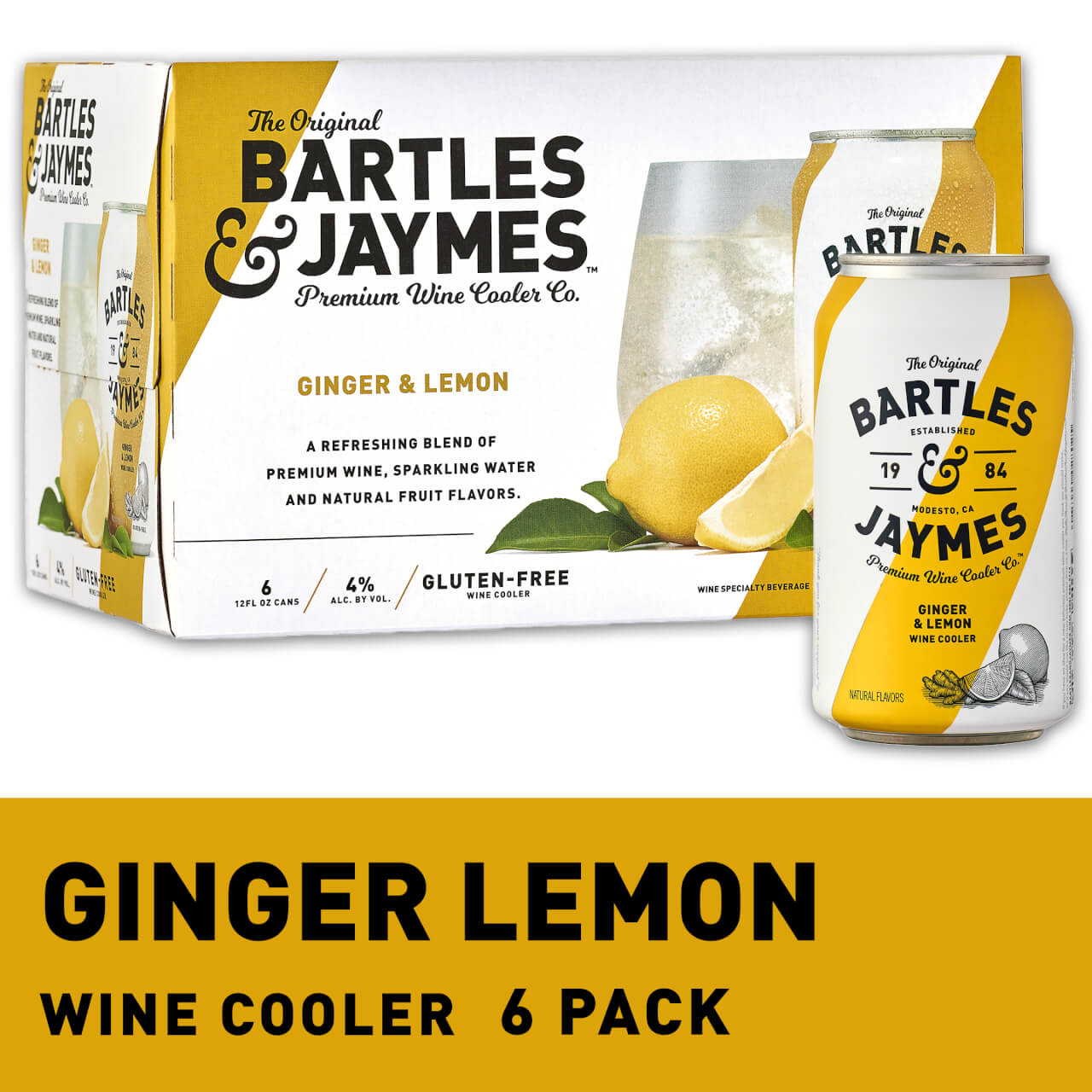 Bartles And Jaymes Ginger Lemon 355ml Can 6pk