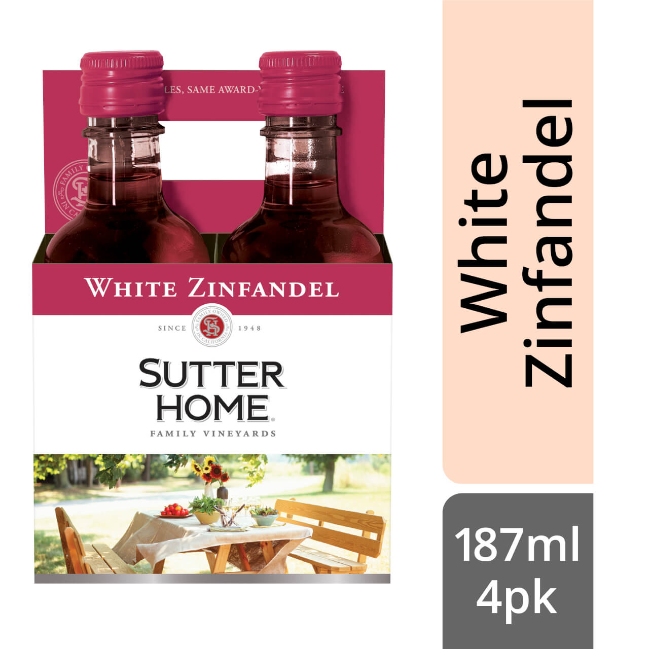 Sutter Home White Zinfandel Wine 187 Ml 4-pack