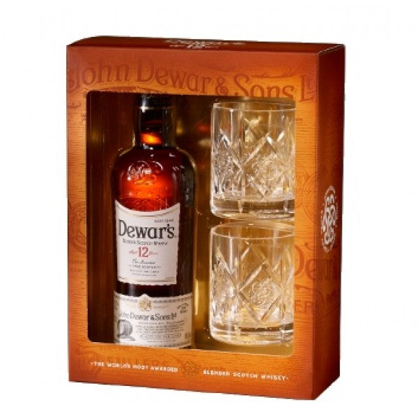 Dewars Scotch Blended Gft Pk W/ Glass 12yr 750ml