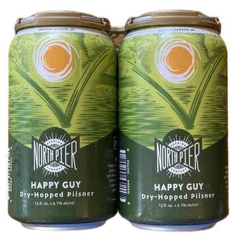 North Pier Brewing Happy Guy Dry Hopped Pilsner 4-pack Cans